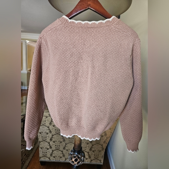 NWOT Adrianna Papell Cream Cardigan with White Trim - Picture 4 of 12